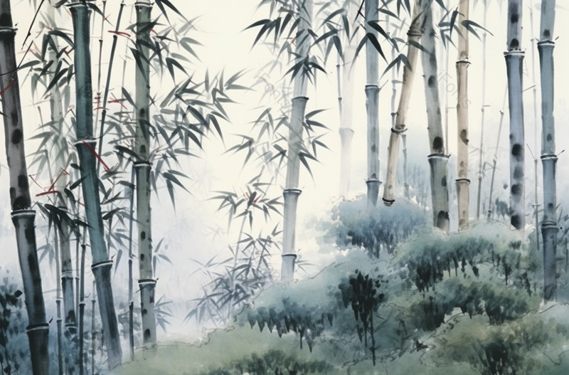 夏天中国风竹林景色,插画/手绘图,插画/手绘图库,插画/手绘图下载,插画/手绘